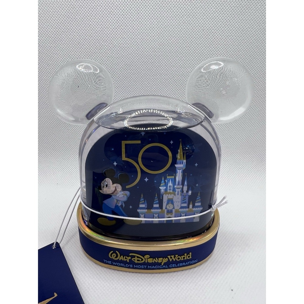 NEW Walt Disney World 50th Anniversary Snow Globe Mickey Minnie Ears Park Icons - Picture 3 of 3